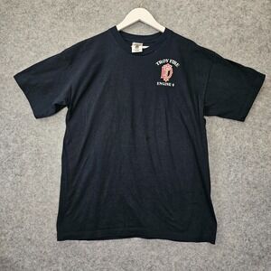 Labor Union Shirt Mens Large Black Troy Fire Engine 6 Tee TEAMSTERS Workwear USA